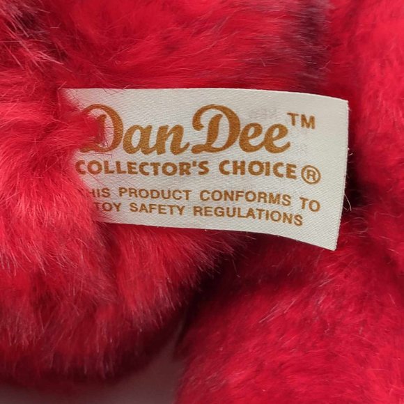 Dan Dee - RED stuffed Teddy Bear with velvet neck ribbon, 18" tall - Picture 3 of 3